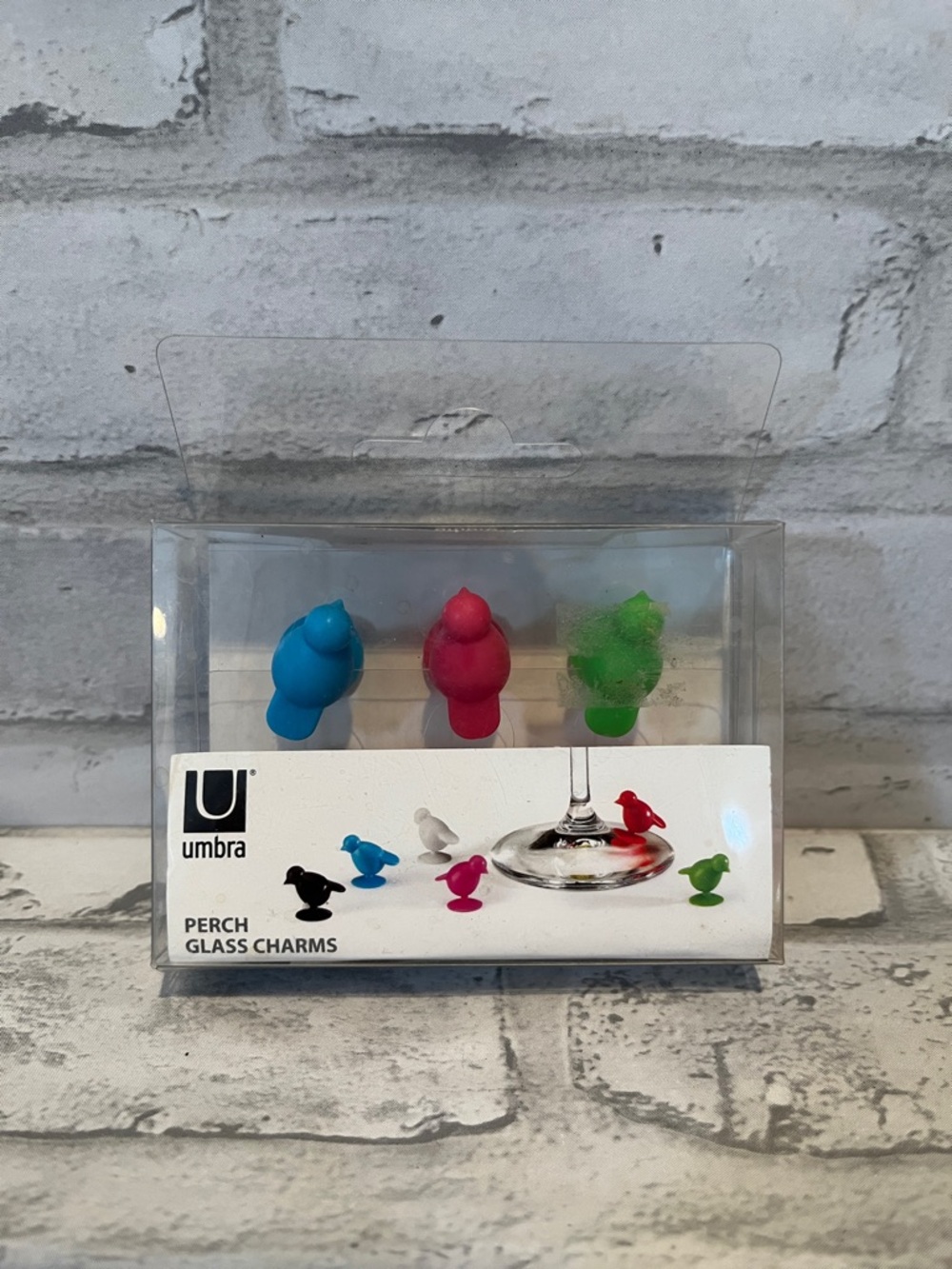 Umbra Perch Glass Charms - Blue, Pink, Green Bird Set black white and orange